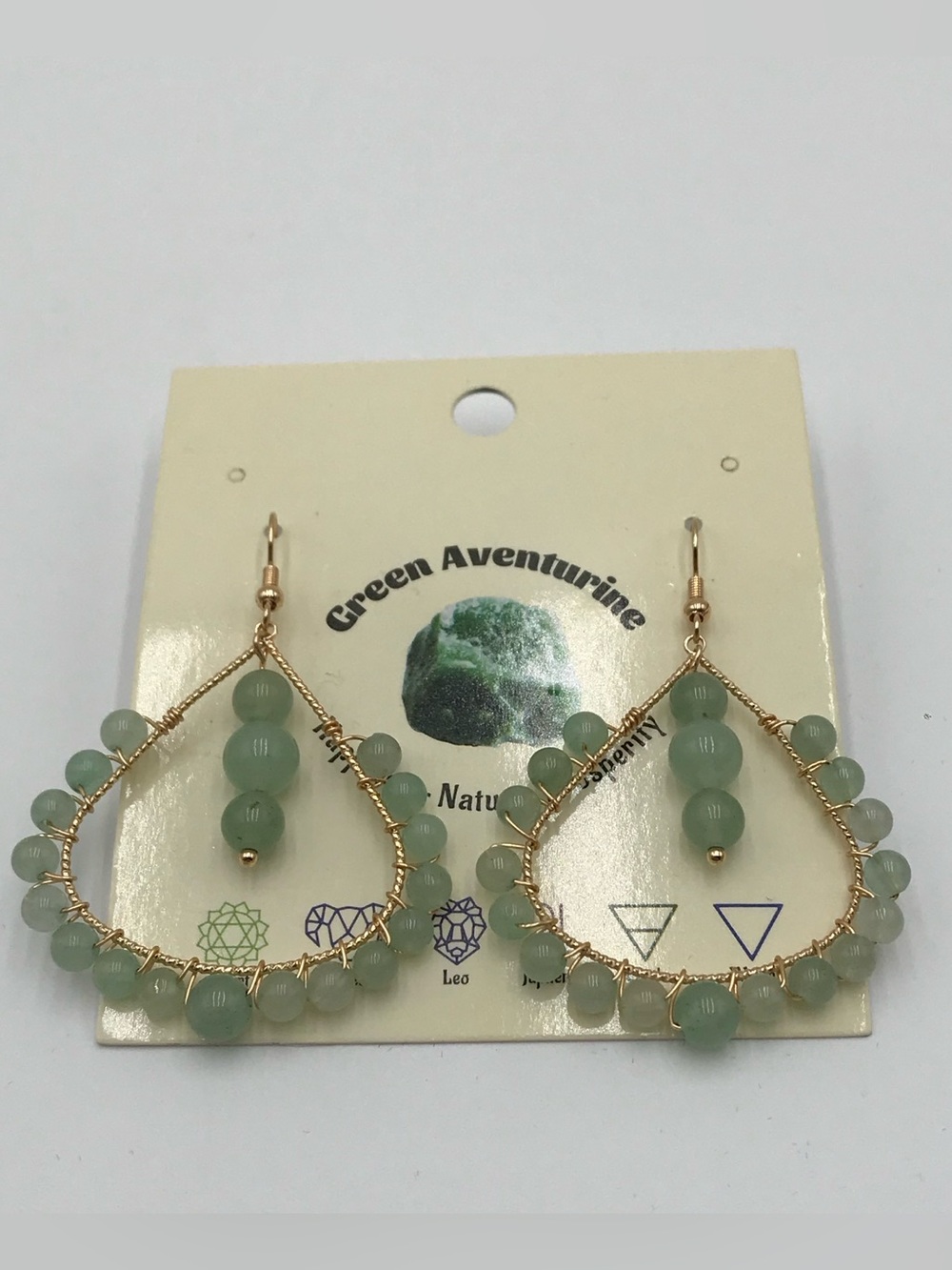 BN Green Aventurine Teardrop Shaped Earrings